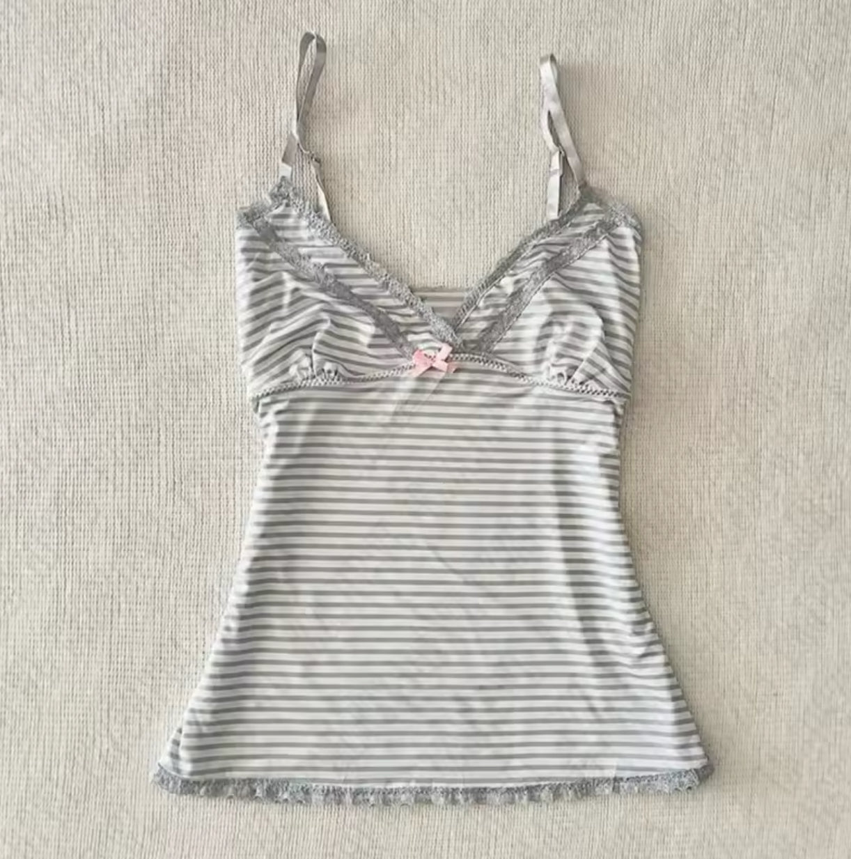 Grey & White Striped Cami