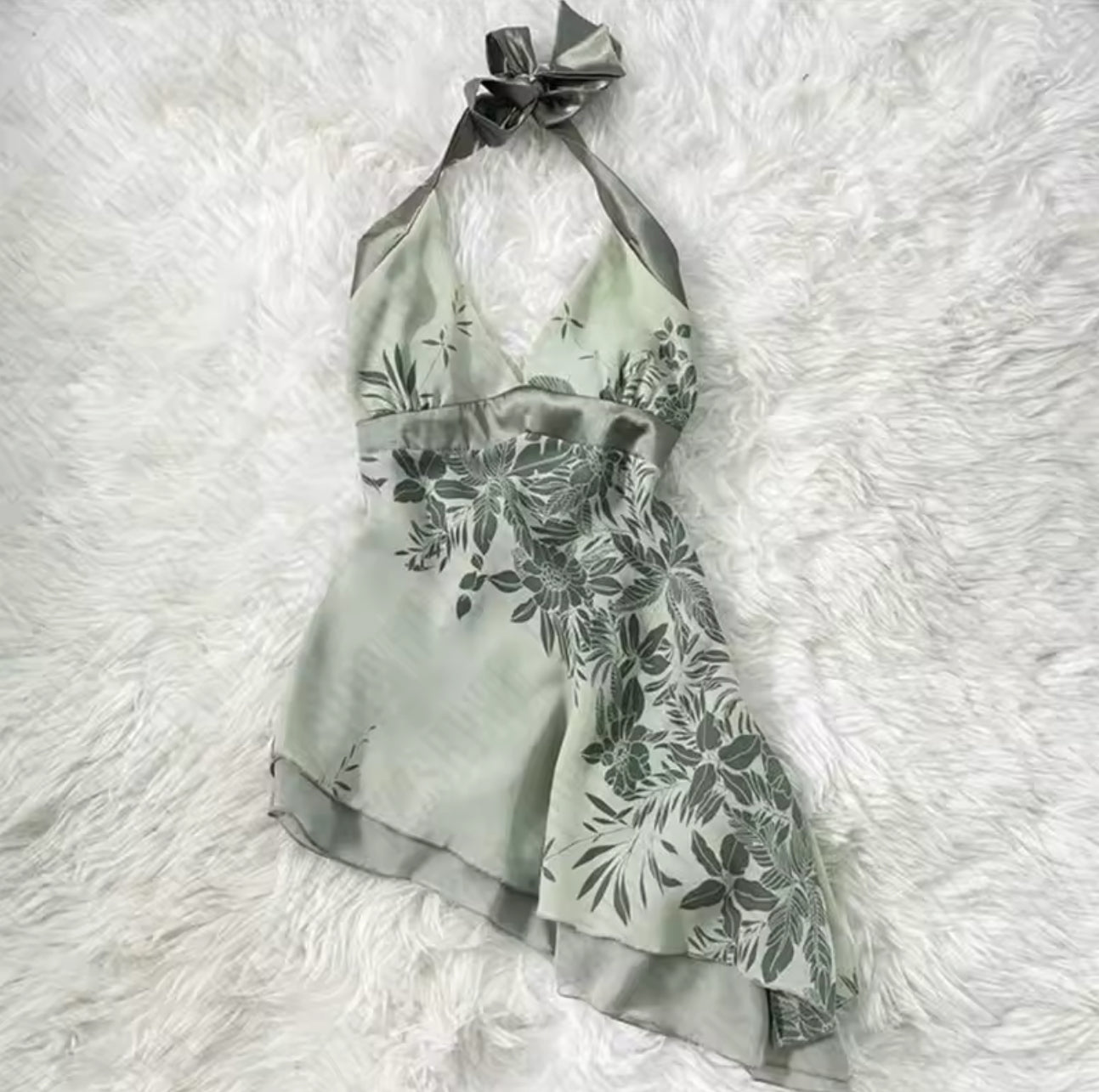Green Satin Halter Neck Top