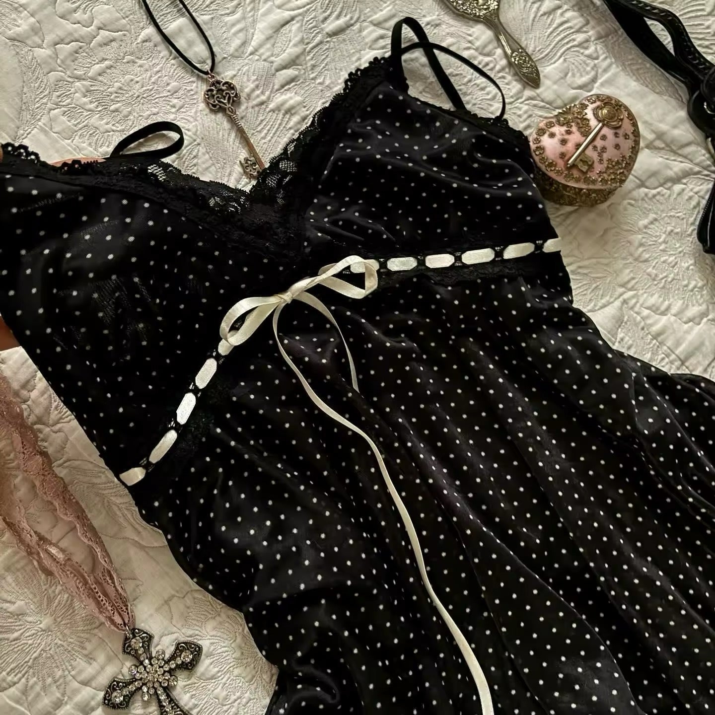 Black Polka Cami Top