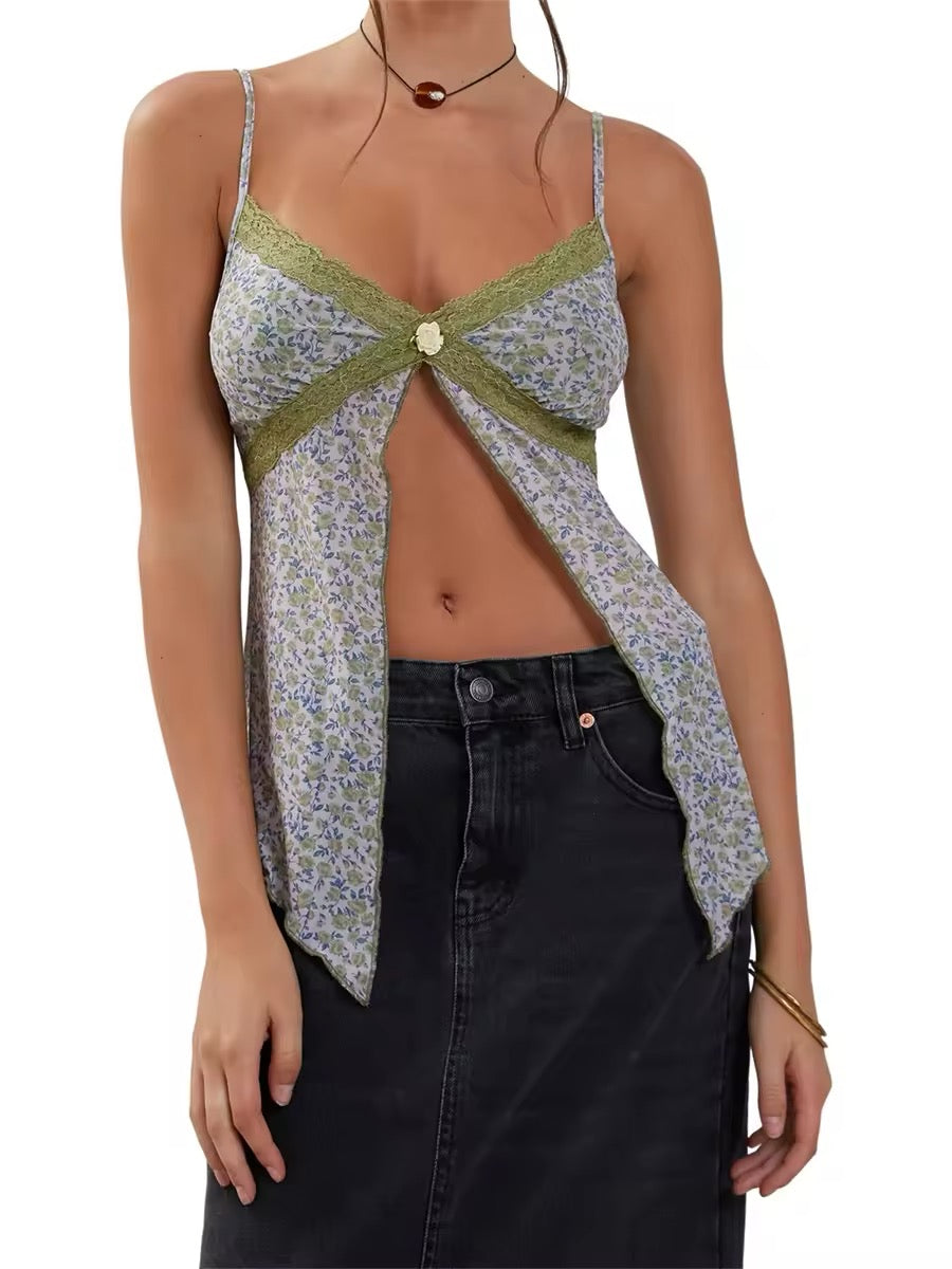 Floral Slit Cami Top